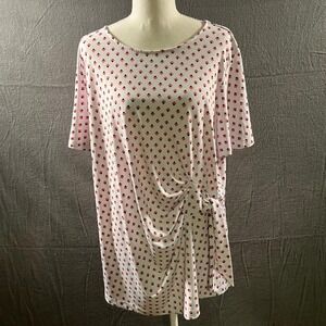 Liz Claiborne Career XXL‎ Side Tie Ruched Blouse Geometric Print Stretch Top